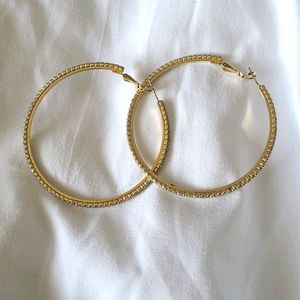 Gold plated rhinestone hoop earrings